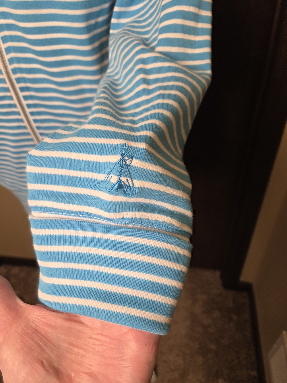Pendleton Woolen Mills Aqua & White Striped Hooded Zip Jacket - Picture 4 of 15